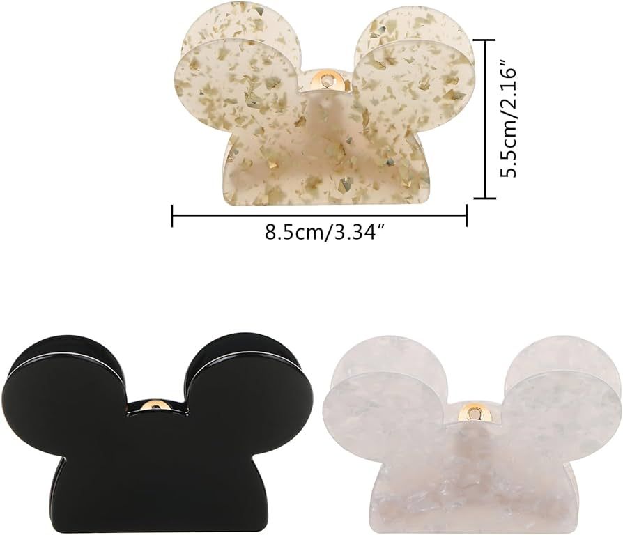 3Pcs Mouse Head Hair Claw Clips Acrylic Lady Bear Hair Clips for Thin Medium Curly Hair Mouse Ear... | Amazon (US)
