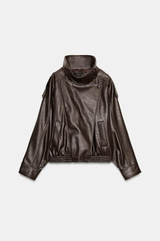 Zara - Faux Leather Jacket In Brown - Xl - Woman | Zara UK