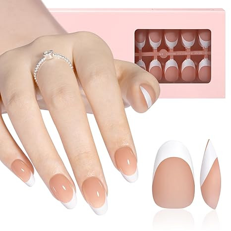 AILLSA French Gel Nail Tips, 180 Pcs French Tip Press on Nails Short Almond Brown, Pre-Applied Pr... | Amazon (US)