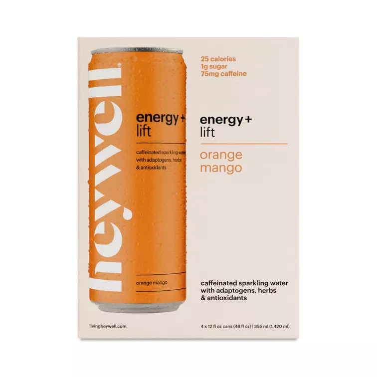 Caffeinated Sparkling Water, Energy + Lift Orange Mango | Thrive Market