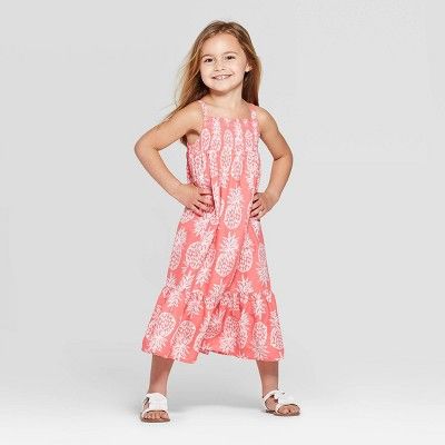 Toddler Girls' Pineapple Printed Maxi Dress - Cat & Jack™ Peach | Target