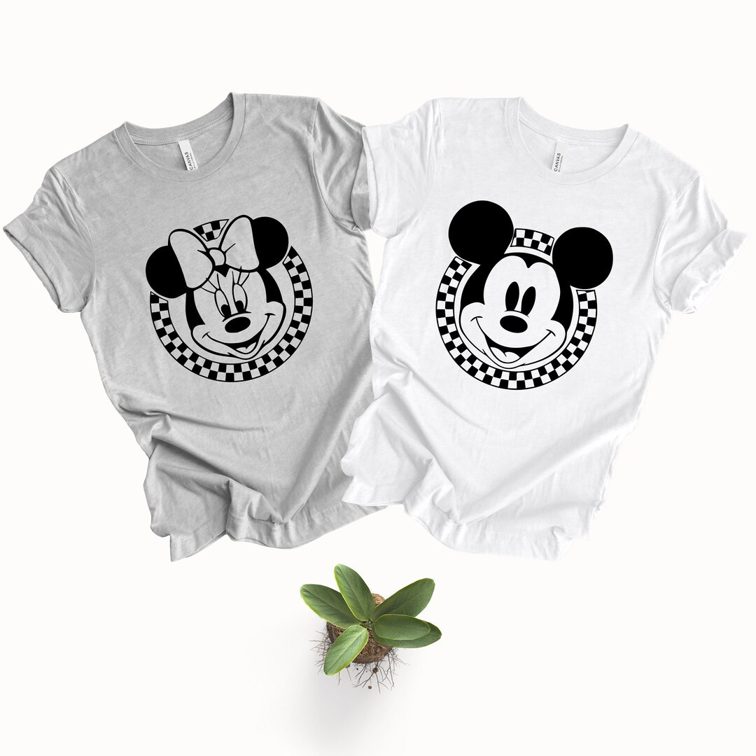 Checkered Mickey Minnie Mouse Shirt, Vintage Disney T-Shirt, Couples Disneyland, Retro Disney Tee... | Etsy (US)