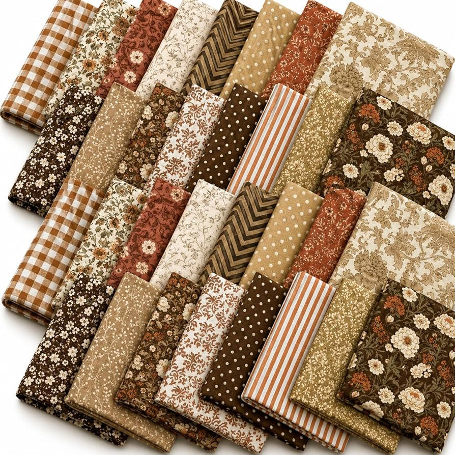 Cotton Fabric Bundles, Precut, Stripe, Flower, Plaid, Sewing Fabrics, for Autumn Thanksgiving Par... | Amazon (US)
