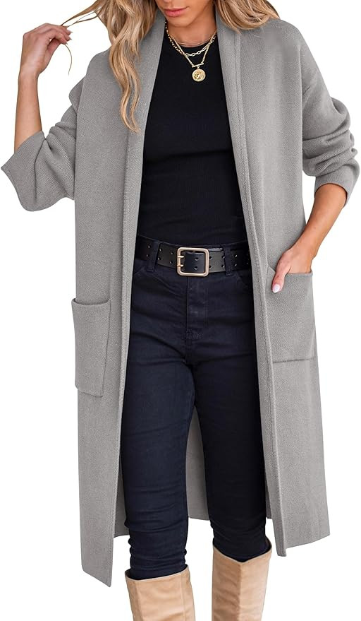 ANRABESS Women's Cardigan Long Sweater Oversized Open Front Knit Duster Coat 2025 Trendy Lady Fal... | Amazon (US)