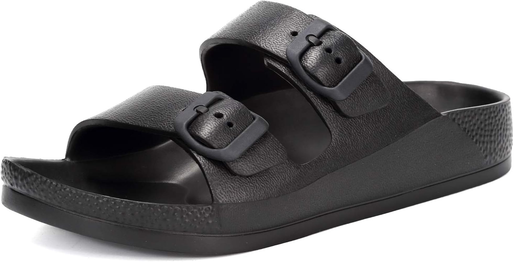 Women's Flat Sandals Comfort Footbed Adjustable Slides Double Buckle Slip on EVA Slippers | Amazon (US)