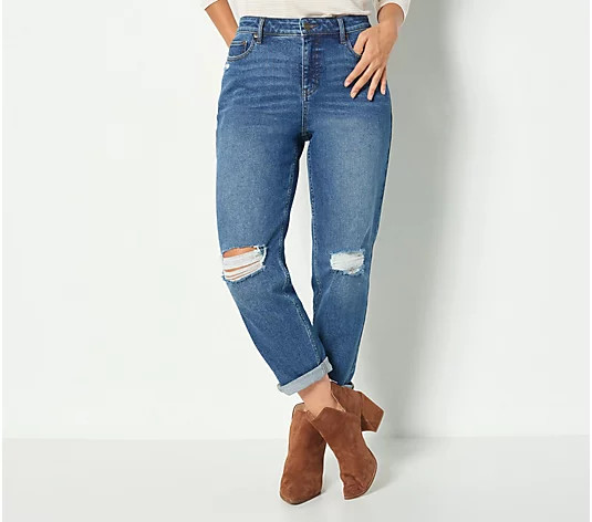 Candace Cameron Bure Regular Straight Leg Distressed Jean - QVC.com | QVC