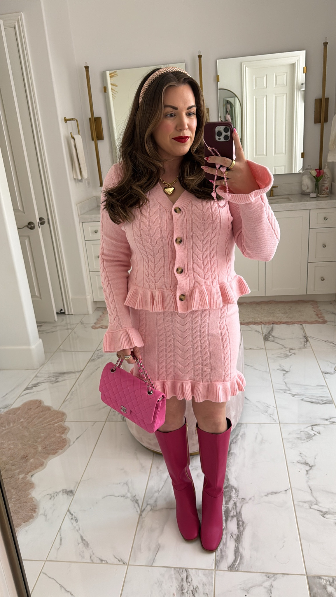 curvy midsize valentine galentine outfit! wearing size xl in pink sweater set and it’s on major sale! my pink boots are from last year, but i linked similar  

#LTKSaleAlert #LTKSeasonal #LTKMidsize