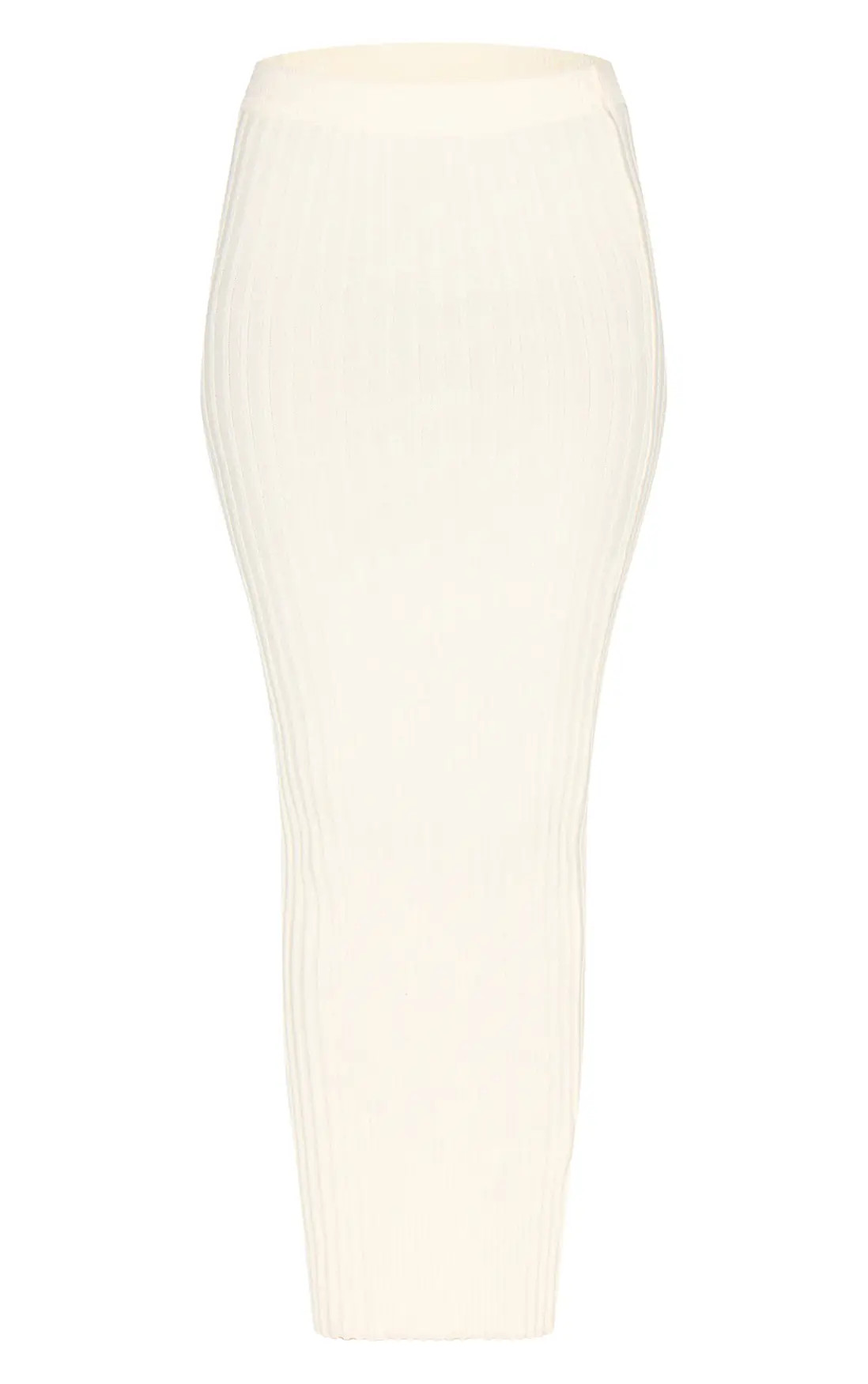 Skirts | White Rib Knit Maxi Skirt | PrettyLittleThing | PrettyLittleThing US