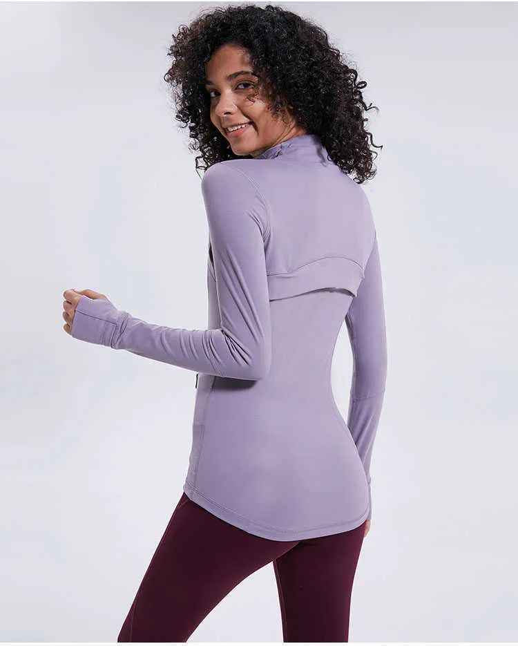 L-78 Autumn Winter New Zipper Jacket Quick-Drying Yoga Clothes Long-Sleeve Thumb Hole Training Ru... | DHGate