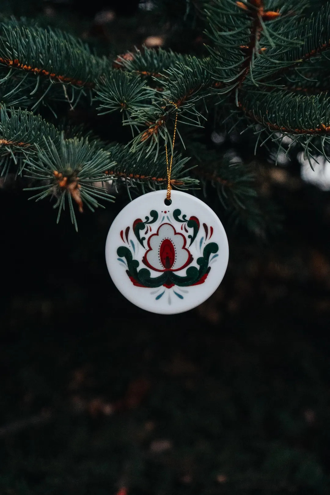 3) Ceramic Ornaments, Rosemaling Design, Holiday Decor Set, Scandinavian Folk Art, Christmas Tree... | Etsy (US)