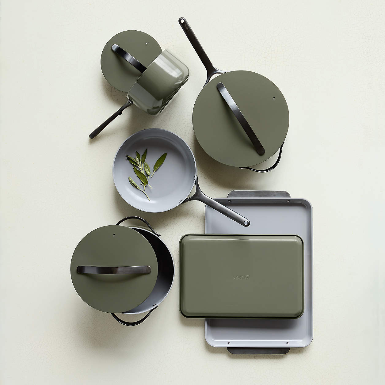 Caraway Home 7-Piece Grey Non-Stick Ceramic Cookware Set + Reviews | Crate & Barrel | Crate & Barrel