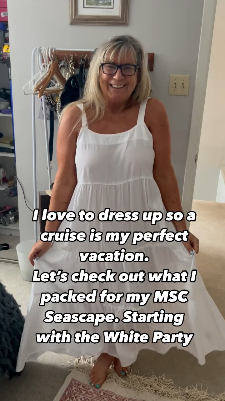 Y’all loved my swimsuit packing so much I thought I might share my evening try on session. Remember I said I pack pretty not light so get ready for some fun style. 

This gal loves formal wear and sequins so at least 7 nights will be more over the top. Fair warning if you don’t like dining and dressing up we may not be besties in a cruise ship. 

#midlifestyle #midsizestyle #cruisestyle #msccruises #over50style #thisis60 

What’s your cruise style?

#LTKVideo #LTKtravel #LTKmidsize