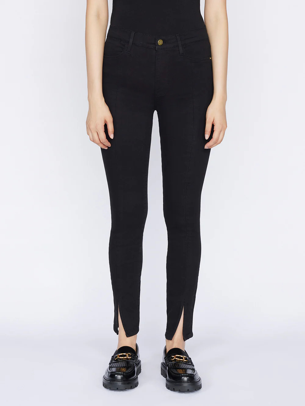 Le High Skinny Front Split -- Film Noir | Frame Denim