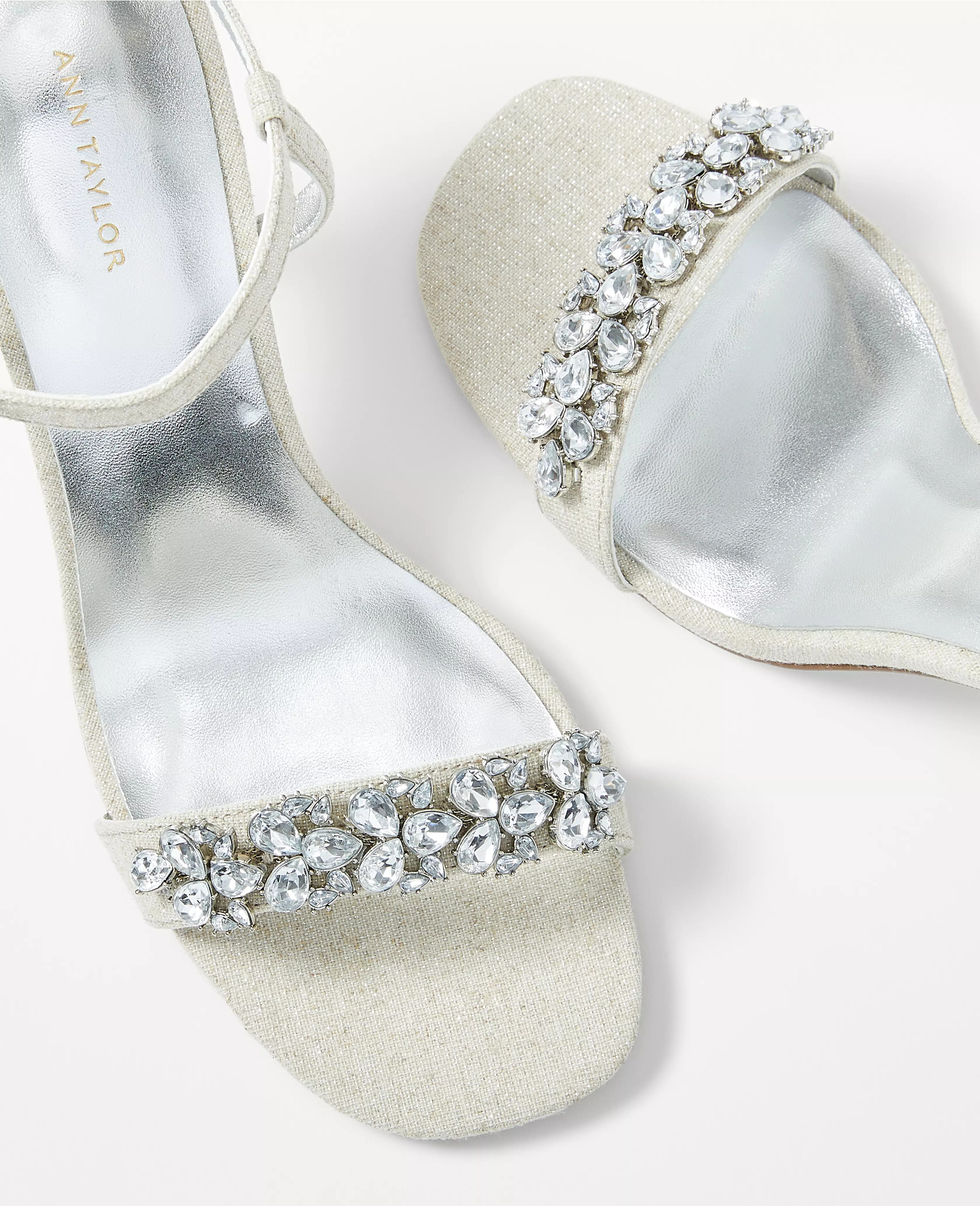 Studio Collection Crystal Linen Skinny Strap Sandals | Ann Taylor (US)
