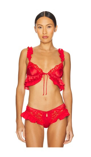Butterfly Lace Ruffle Bralette in Red | Revolve Clothing (Global)