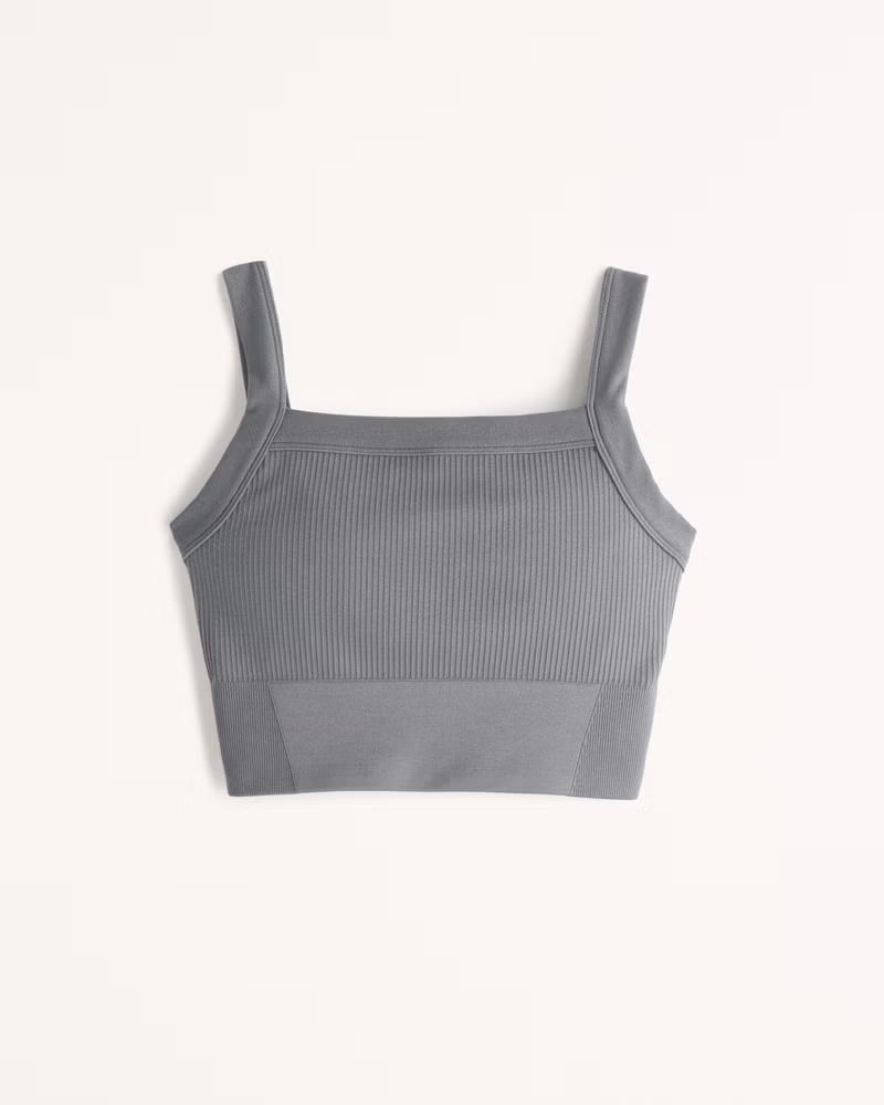 Abercrombie & Fitch Women's YPB seamlessCORE Ribbed Squareneck Tank in Graphite - Size S | Abercrombie & Fitch (US)