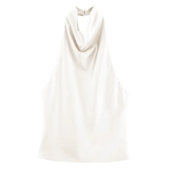 Silk Satin Halter Tops For Women,Summer Shirts Professional Blouses For Women Business Office Wor... | Walmart (US)