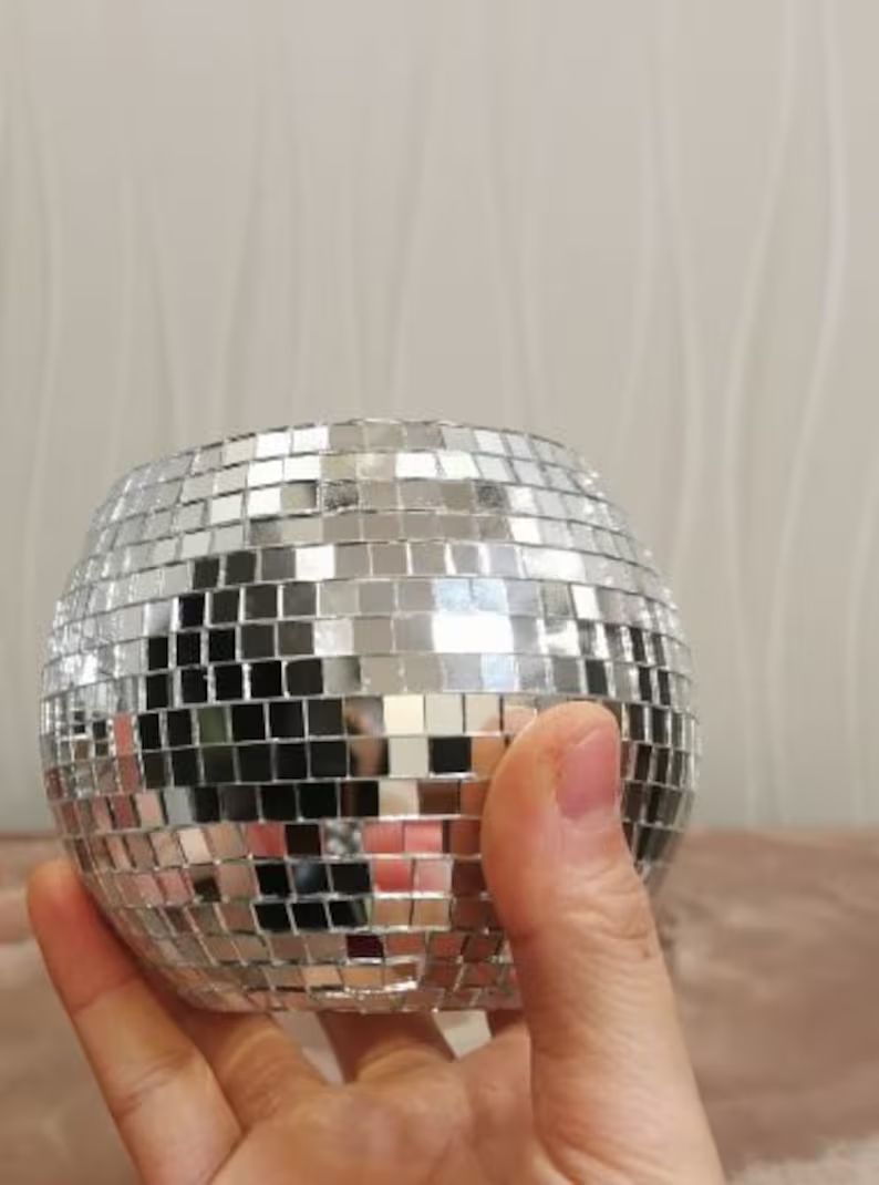 Disco Ball Candle holder | Cute Candle holder silver sparkle disco ball | home decor | home desig... | Etsy (US)