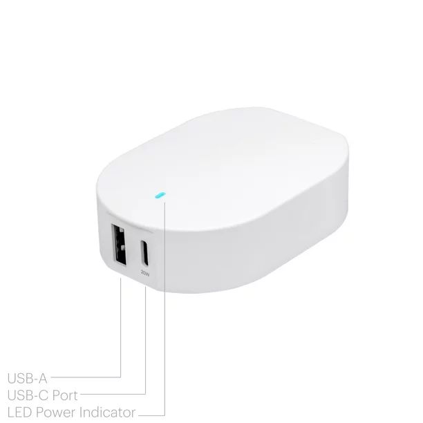 onn. 32W Dual-Port Wall Charger, 20W USB-C Port Fast Charger with Power Delivery; 12W USB Port St... | Walmart (US)
