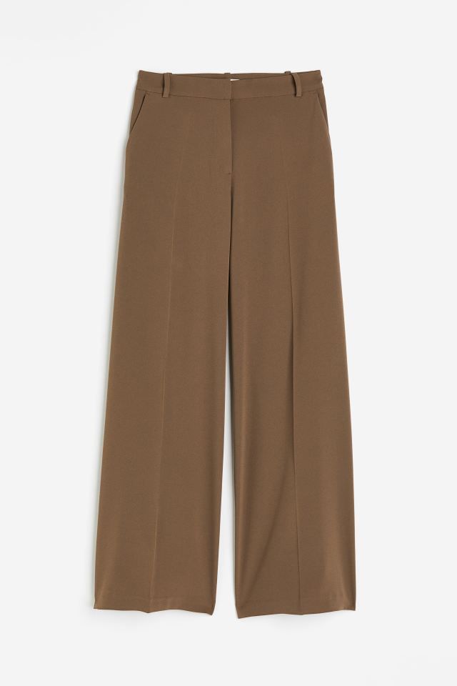 Wide trousers - Brown - Ladies | H&M GB | H&M (UK, MY, IN, SG, PH, TW, HK)