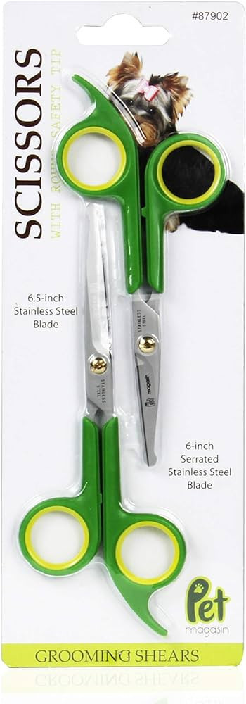 PET MAGASIN Japanese Stainless Steel Grooming Scissors (2) for Facial Hair and Larger for Body Tr... | Amazon (US)