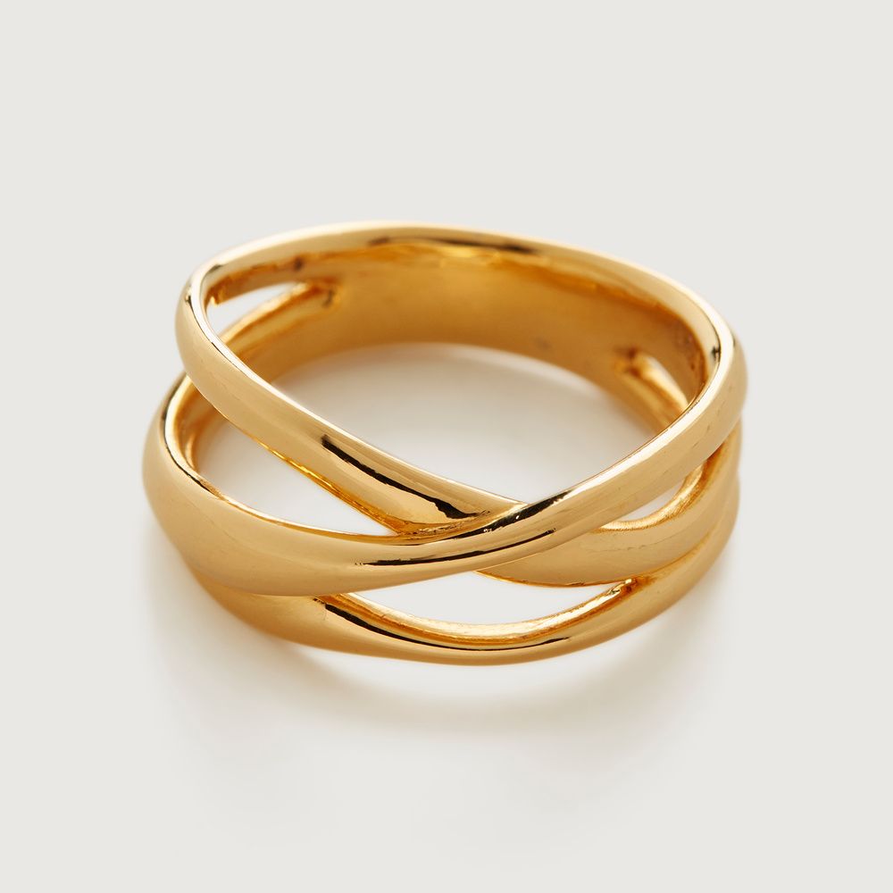 Gold Nura Cross Over Ring | Monica Vinader (Global)