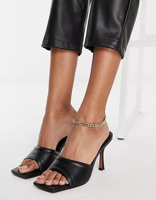 ASOS DESIGN Harvey mid-heeled mule sandals in black | ASOS (Global)