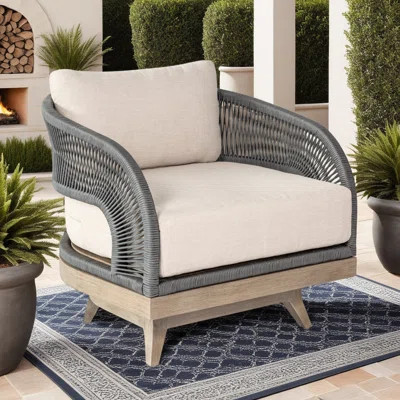 Ergonomic Patio Sofas, Weathered Eucalyptus Wood, Modern Outdoor Comfort | Wayfair North America