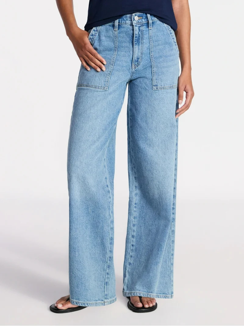 Time and Tru Women's Wide Leg Utility Trousers, 31" Inseam, Sizes 0-20 | Walmart (US)