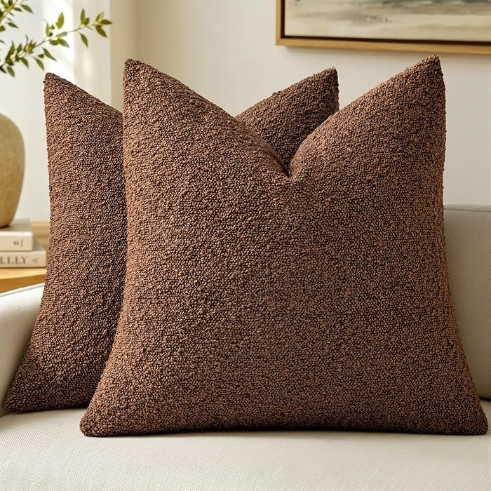 MIULEE 20x20 Decorative Boucle Couch Pillow Covers Chestnut Brown | Amazon (US)