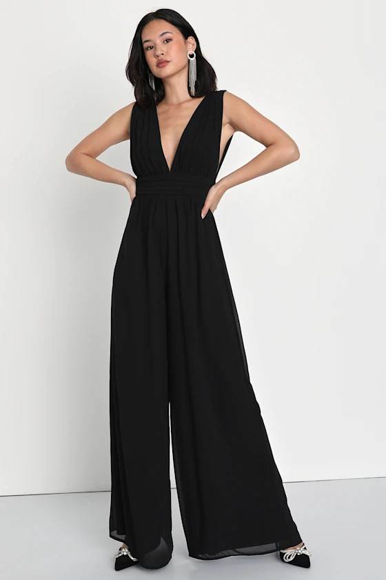 Divine Muse Black Wide-Leg Jumpsuit | Lulus (US)