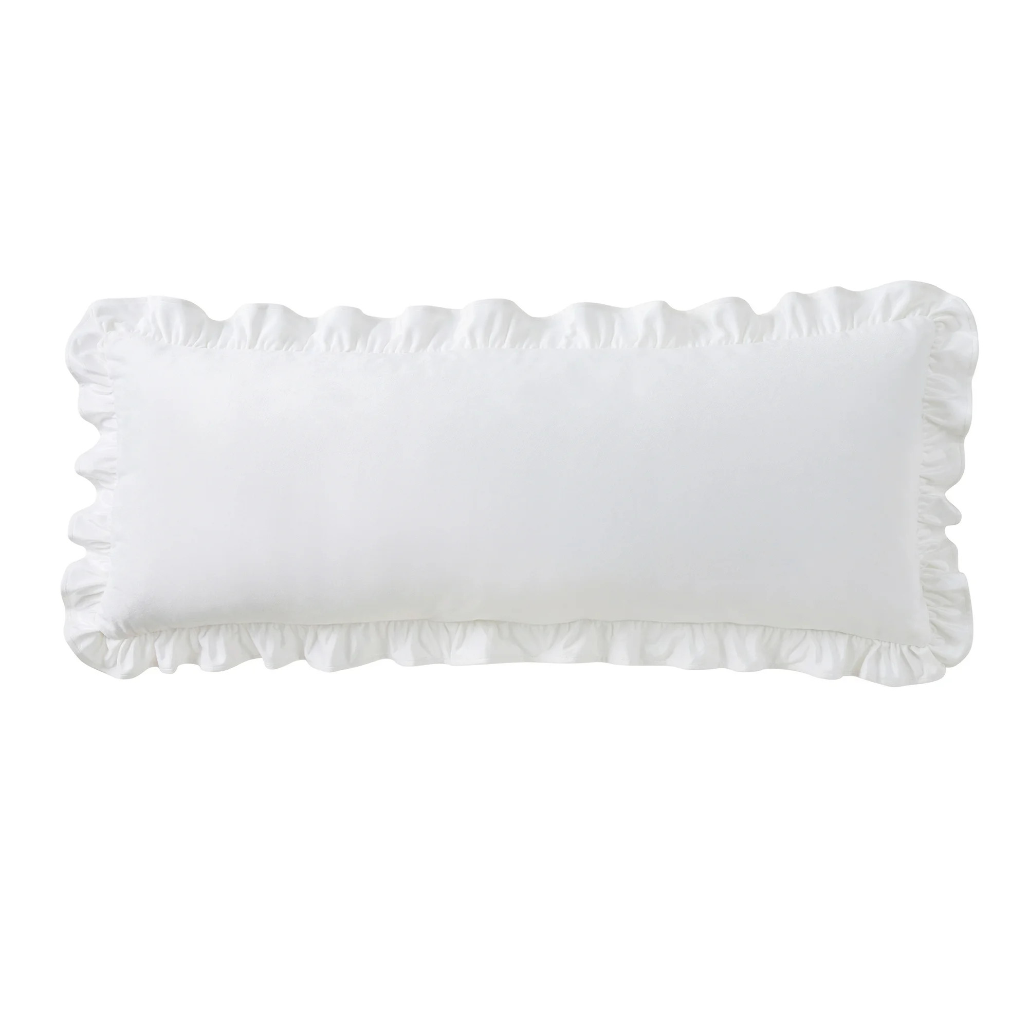 My Texas House 14" x 36" Bright White Ruffle Velvet Oblong Decorative Pillow | Walmart (US)