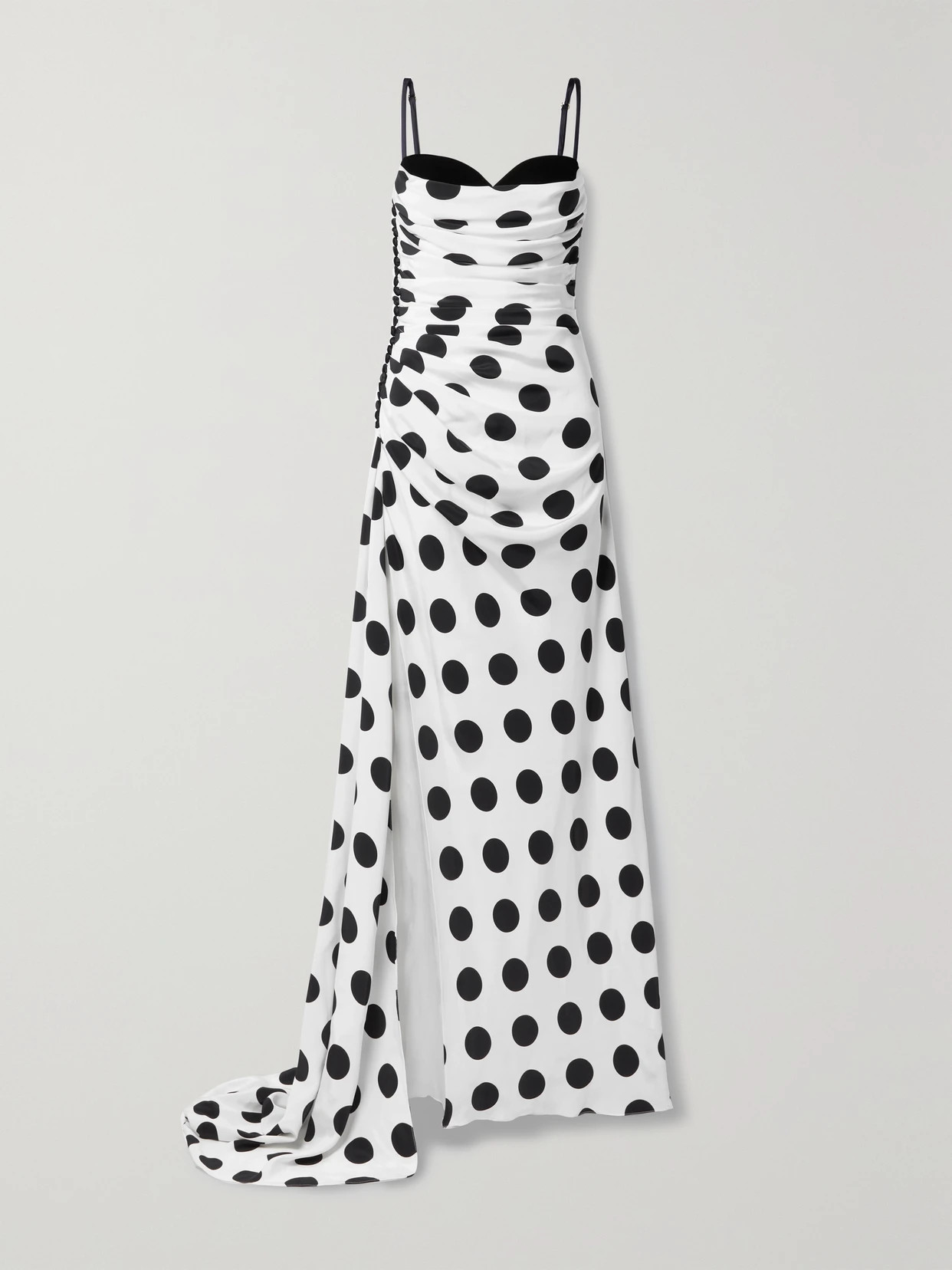 Sergio Hudson - Velvet-trimmed Ruched Polka-dot Crepe Gown - White | NET-A-PORTER (US)