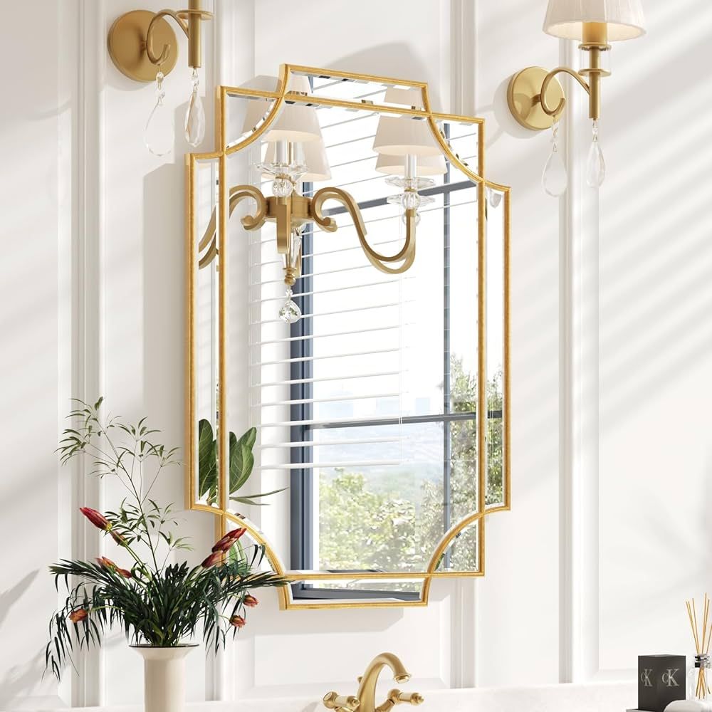 Kelly Miller Gold Bathroom Mirror for Wall, 20"x30" Gold Wall Mirror Vanity Mirror Decorative Mir... | Amazon (US)