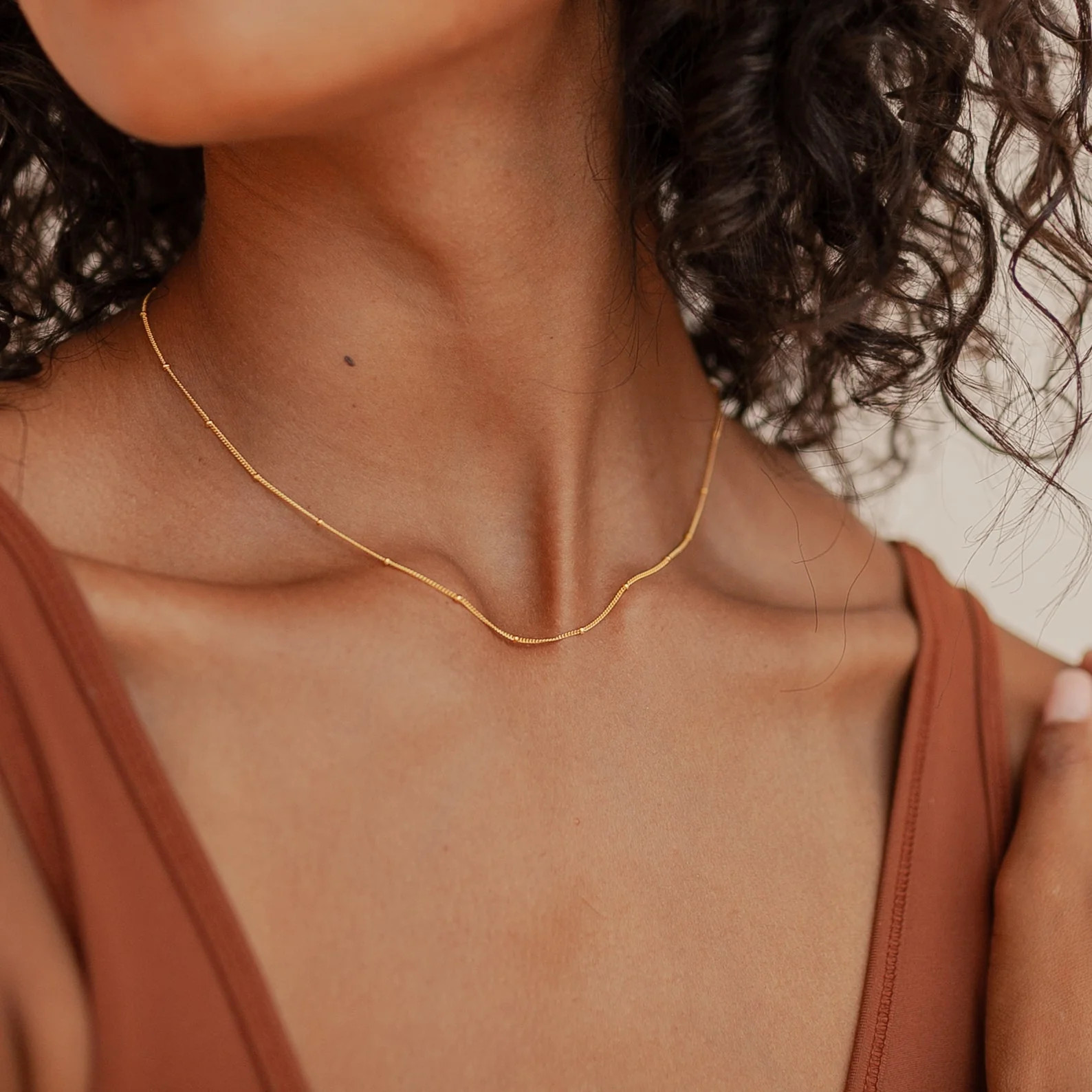 Beaded Satellite Chain Necklace | Caitlyn Minimalist | Caitlyn Minimalist