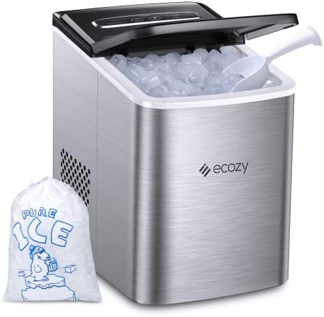 ecozy Portable Ice Maker Countertop, 9 Cubes Ready in 6 Mins, 26.5 lbs in 24 Hours, Self-Cleaning... | Amazon (US)