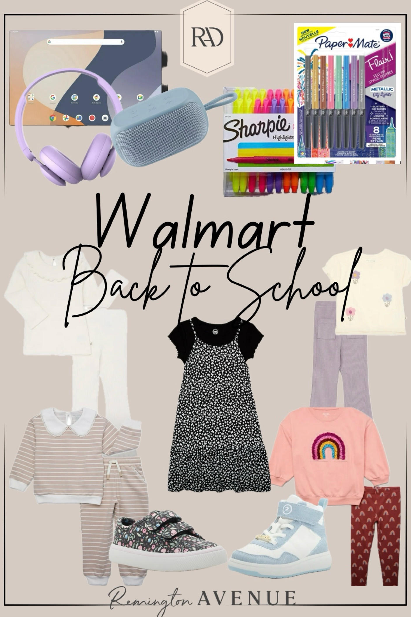 Walmart Back to school 
#walmartpartner
Flare ribbed legging set, striped sweat suit with ruffle collar, rainbow sweater and legging set, floral strap dress with T shirt underneath, flower T with ribbed flare leggings. Sharpie highlighters, onn headphones, wireless onn Bluetooth speaker, onn tablet. #LTKBacktoSchool
#walmartfashion
@walmart

#LTKFindsUnder50 #LTKFamily #LTKKids