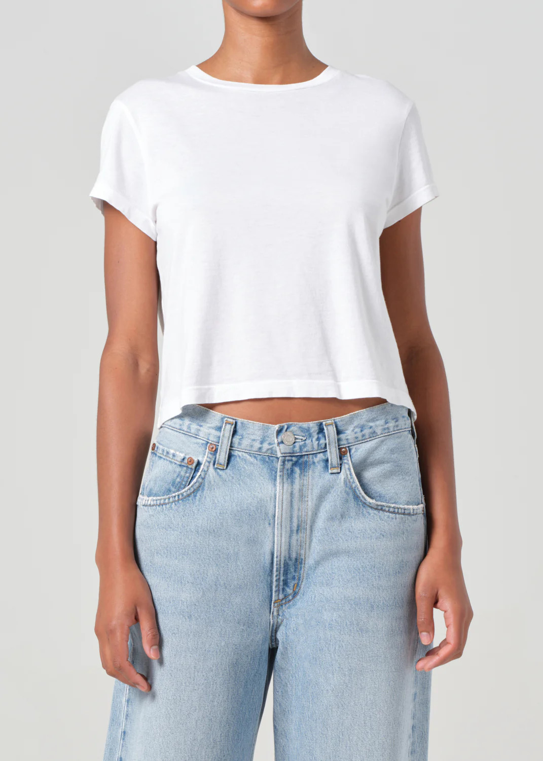 Adine Shrunken Tee in White | AGOLDE