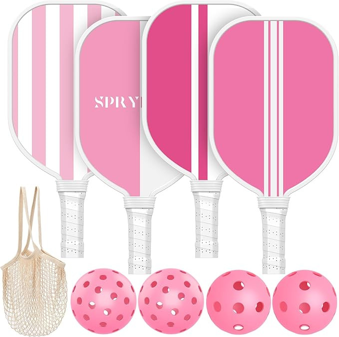 Sprypals Pink Pickleball Paddles, USAPA Approved Pickleball Set of 4 with 4 Pickleball Balls & 1 ... | Amazon (US)