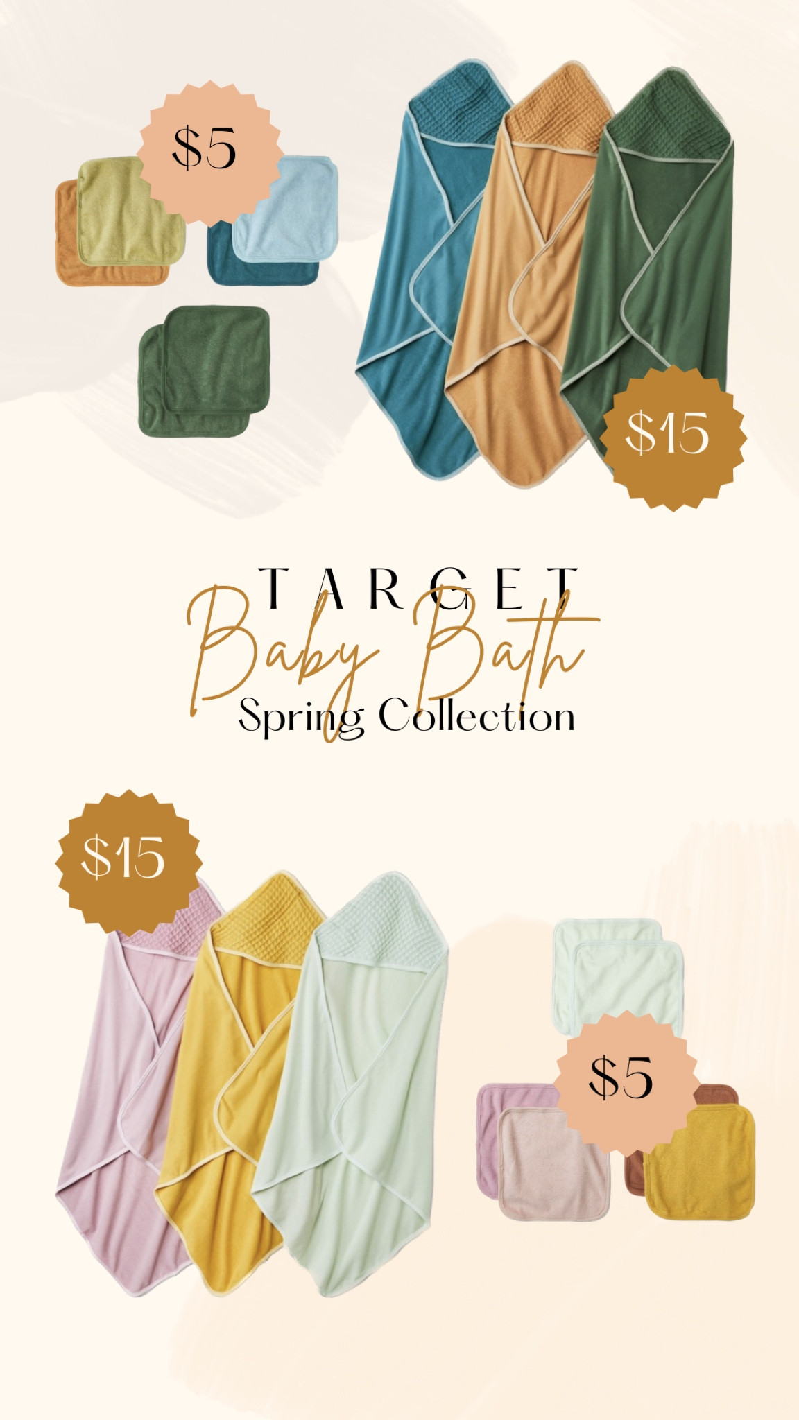 I can’t with these color schemes 😍 and the baby towels are WAFFLE knit! Such good prices too - $5 for 6 washcloths, $15 for three towels! #targetfind #targetbaby #baby #babybathtime #spring #babyfind #babyregistry #target 

#LTKFind #LTKSeasonal #LTKbaby