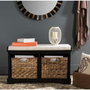 Safavieh Freddy Distressed Black Storage Bench-AMH5736B - The Home Depot | The Home Depot