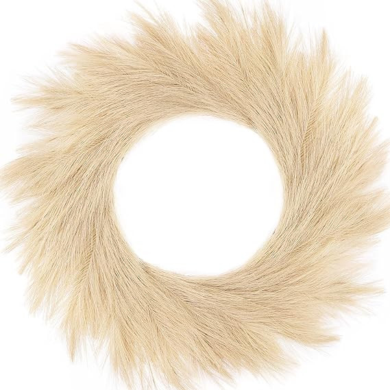 Hananona Artificial Pampas Grass Wreath, 26" Faux Pampas Grass Decor for Home Boho Fall Decoratio... | Amazon (US)