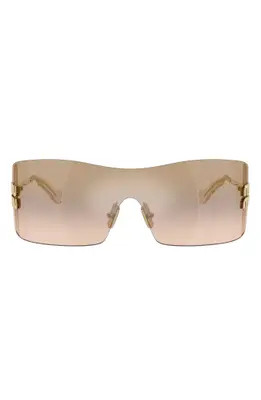 Miu Miu 144mm Oversize Shield Sunglasses in Gold /Brown Mirror Bronze at Nordstrom | Nordstrom