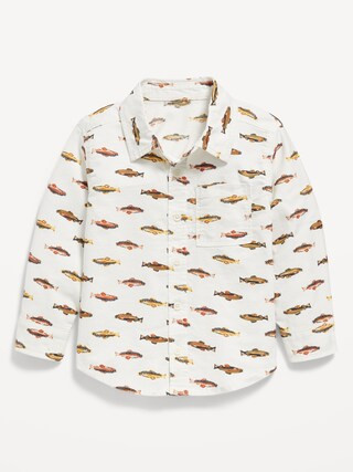 Printed Long-Sleeve Oxford Shirt for Toddler Boys | Old Navy (CA)