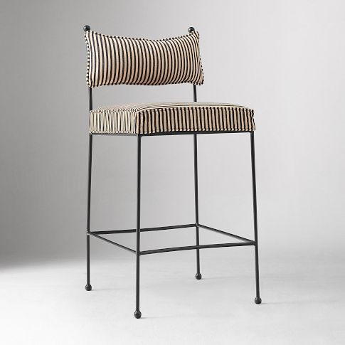 Pierce & Ward Iron Upholstered Counter Stool | West Elm (US)