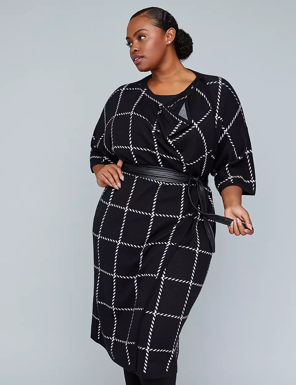 Girl With Curves Wrap Poncho with Faux Leather Belt | Lane Bryant (US)