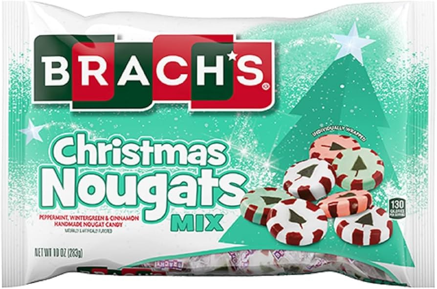 Brach's Christmas Nougats Mix - 10-oz. Bag Peppermint, Wintergreen, and Cinnamon Handmade Nougat ... | Amazon (US)