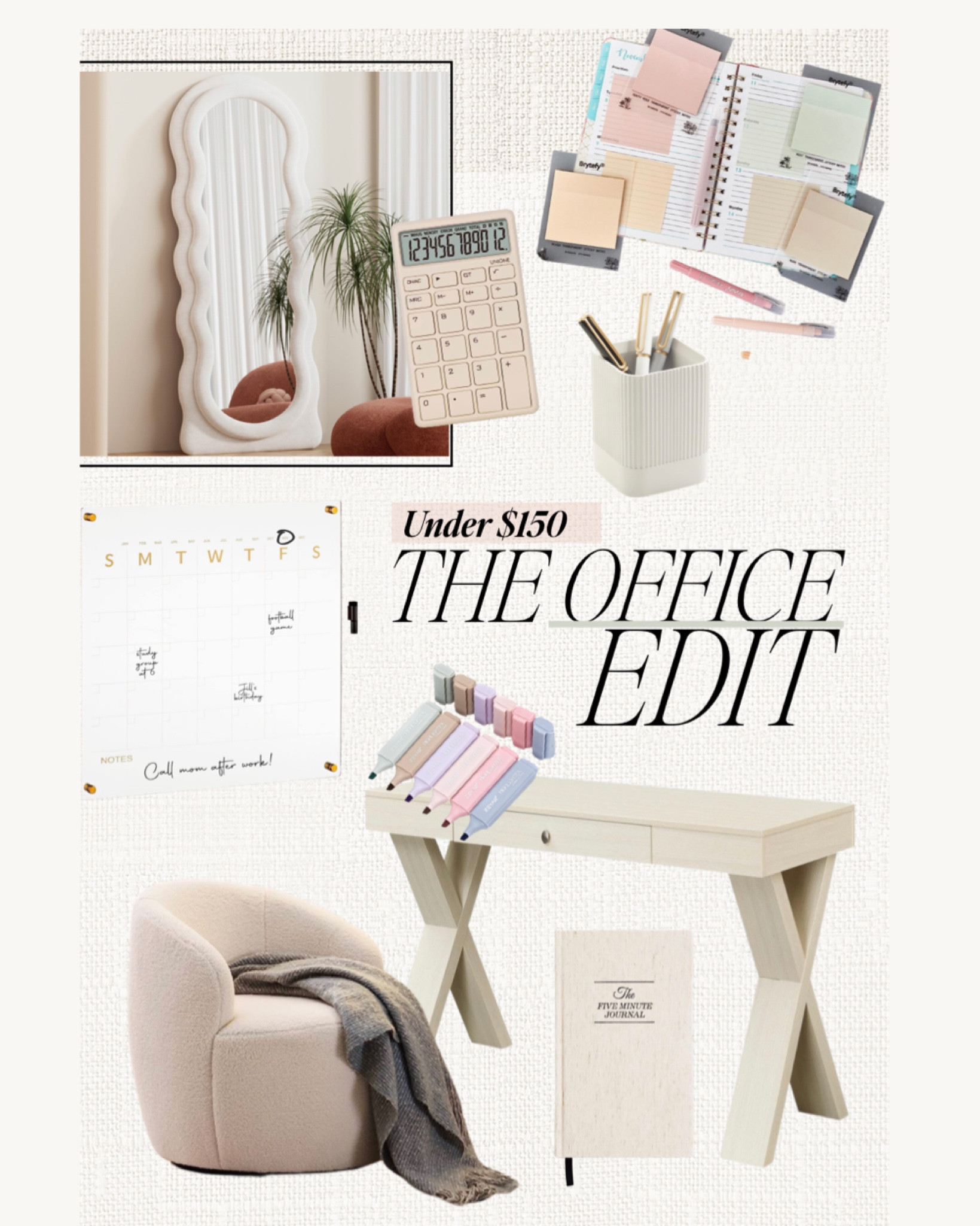 Office decor aesthetic 🤍

Amazon home finds, Amazon home, Amazon favorites, Amazon summer finds, home decor, Amazon home decor, home aesthetic, wavy mirror, Sherpa chair, Amazon fashion  
