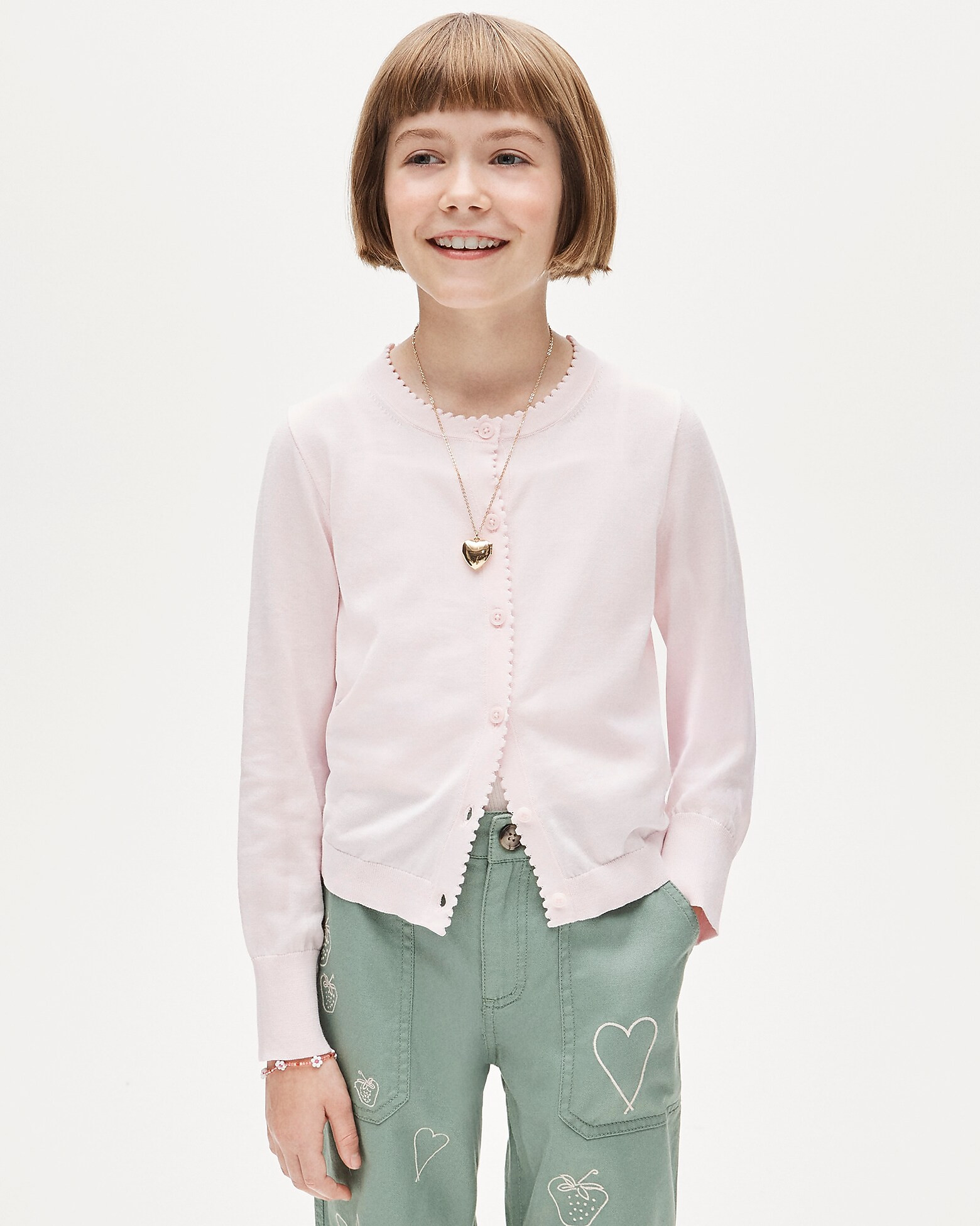 Girls' scalloped lightweight cotton cardigan | J. Crew US