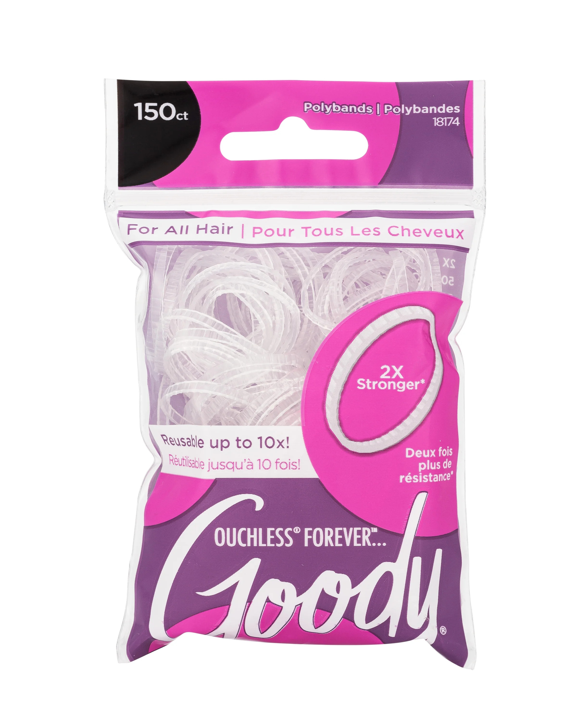 Goody Ouchless Forever Polybands, Hair Accessories, Clear, 150 ct | Walmart (US)
